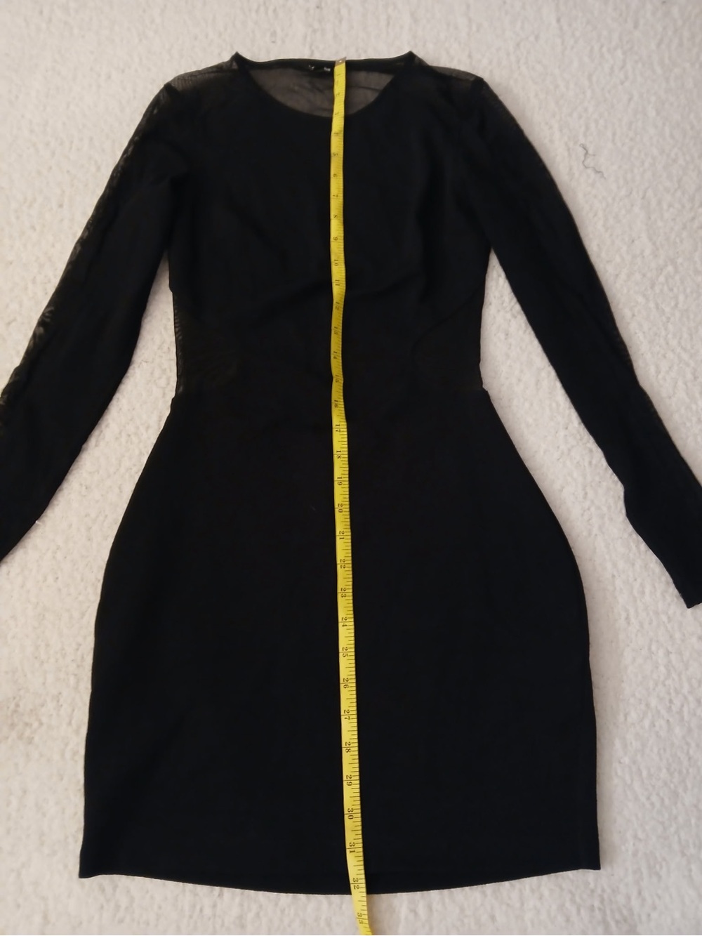 Express Black Long-Sleeve Sheer-Panel Bodycon Dress - Picture 3 of 9